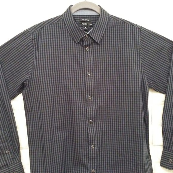 2016 London Fog Check Gingham Shirt Mens Sz-M Grey - Picture 4 of 11